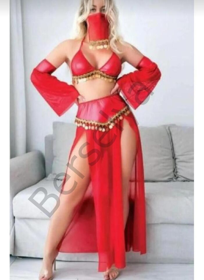 Kırmızı Peçeli Dansöz Kıyefeti