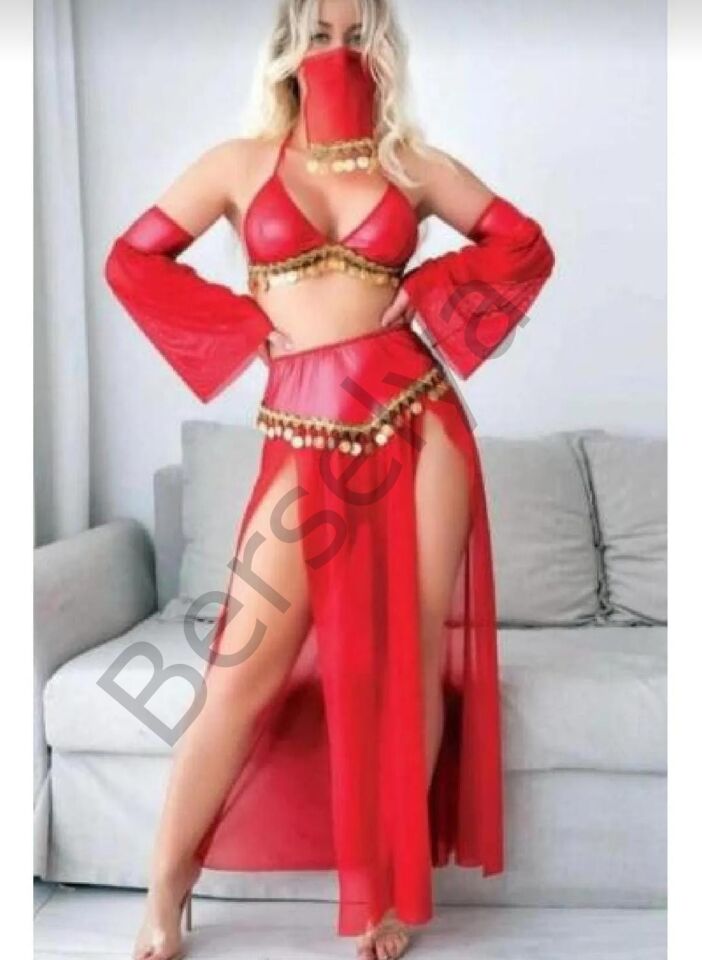 Kırmızı Peçeli Dansöz Kıyefeti