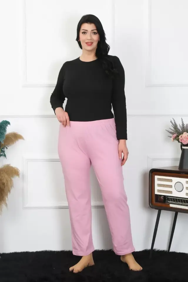 Kadın Büyük Beden Pembe Tek Alt Pijama