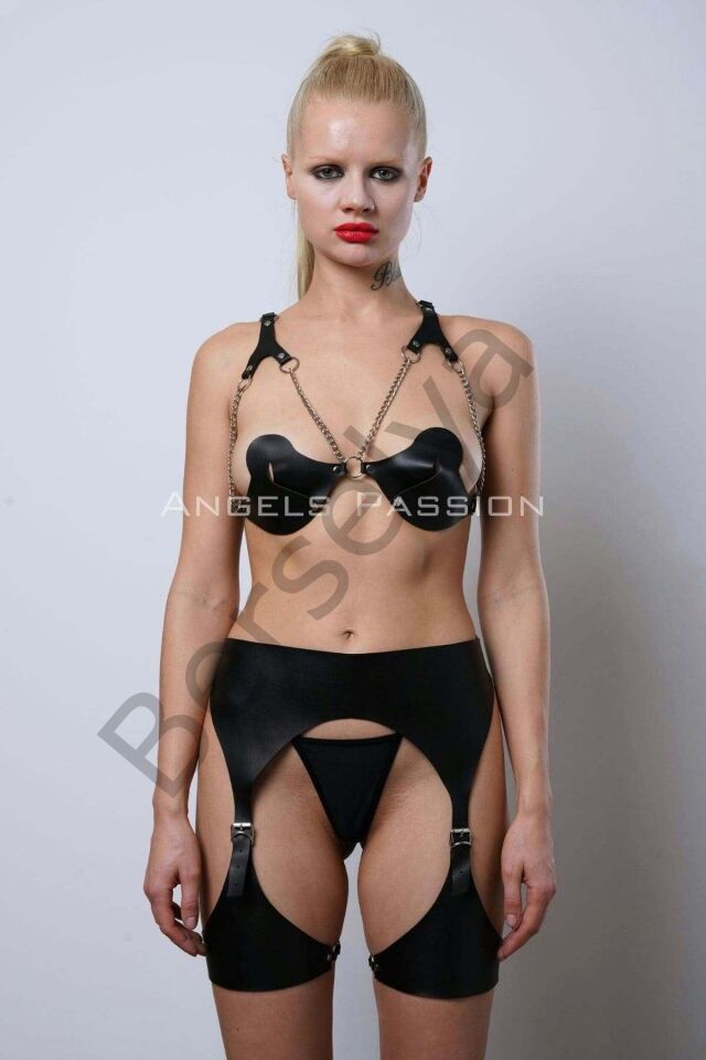 Deri Jartiyer Harness Takım, Kadın Fantezi İç Giyim - Brf1220