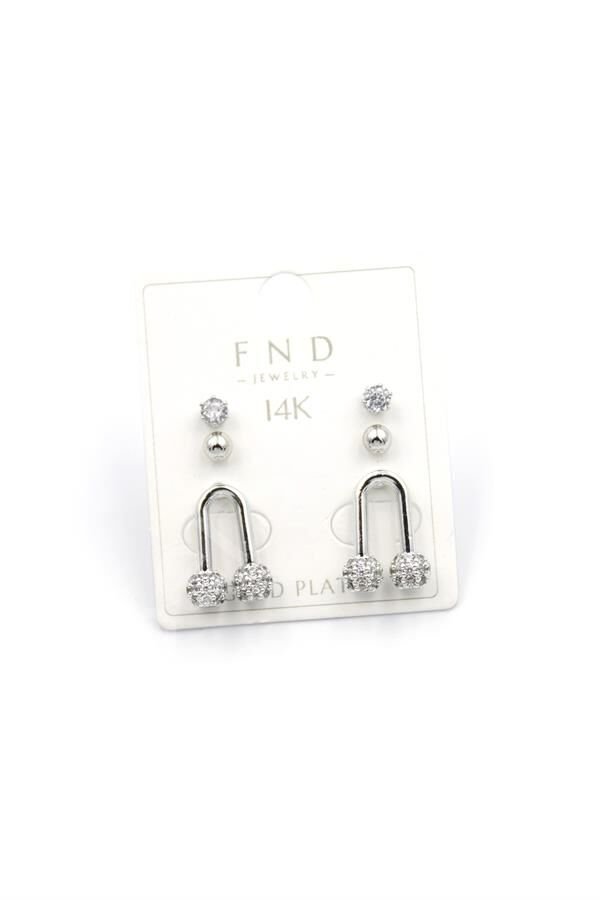 Çoklu Taşlı Küpe - Gümüş