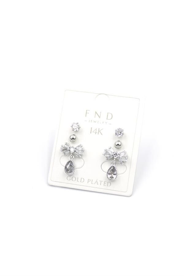 Çoklu Taşlı Küpe - Gümüş