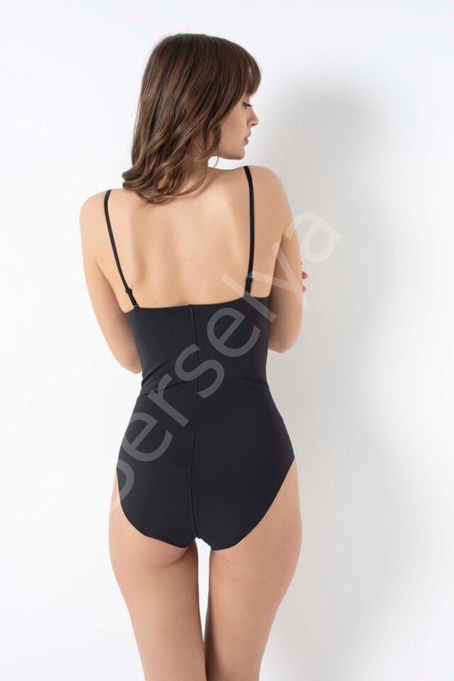 Mikro Kumaş Göğüs Altı Yapıştırma Paçaları Silikon Bantlı Alttan Kancalı Sıkı Badi Siyah Korse