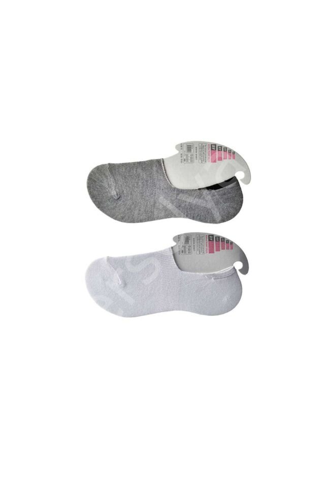 Gri Ve Beyaz Kadın Babet Çorap 12 Çift