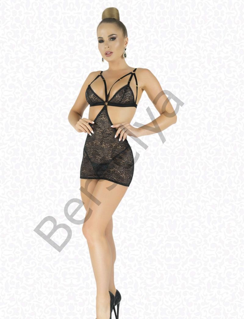 Simli Likralı Dantel Babydoll