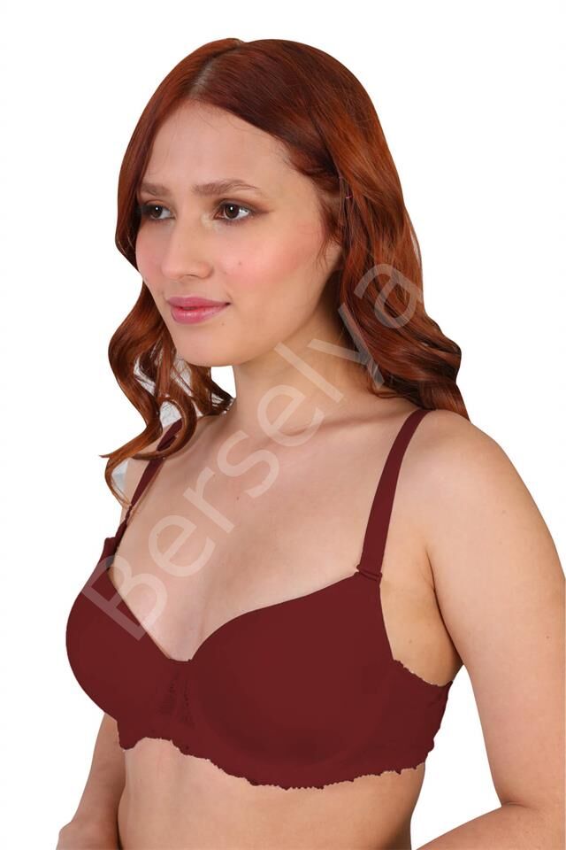 Bordo Mı 189d Pedli Dantelli Balenli Sütyen