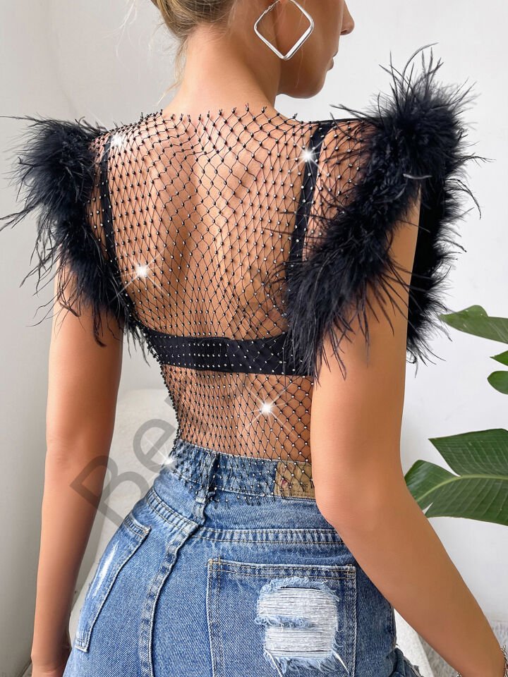 Crop Elbise  Tüylü.