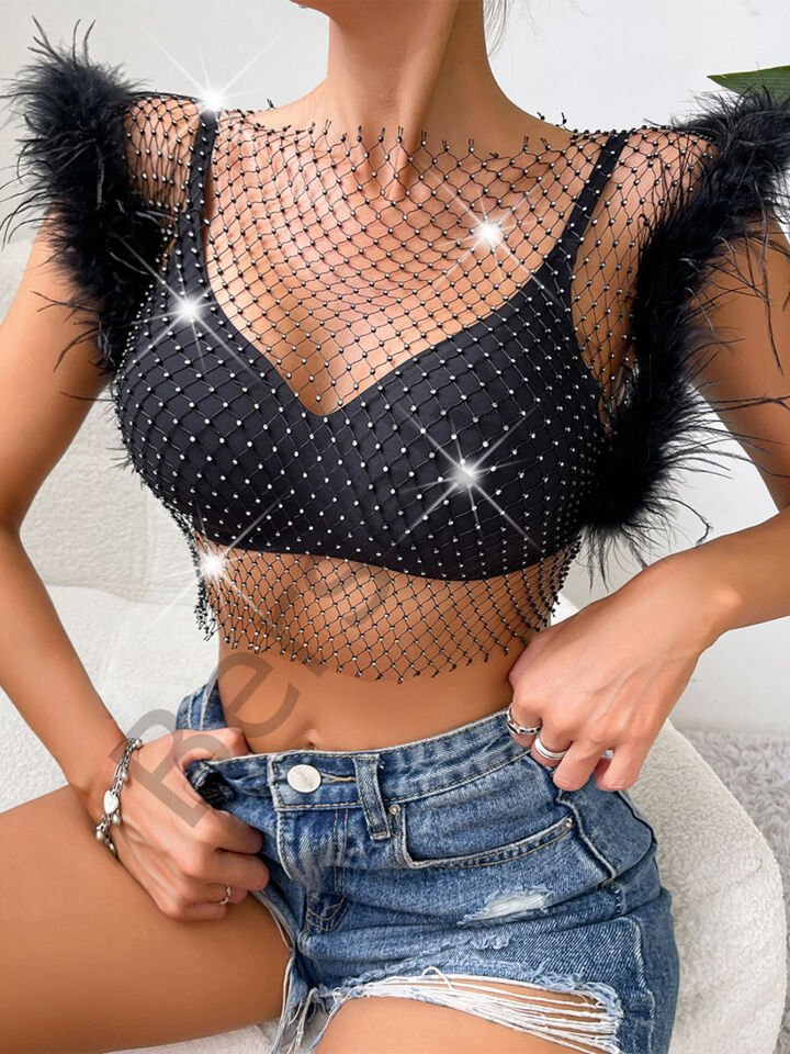 Crop Elbise  Tüylü.