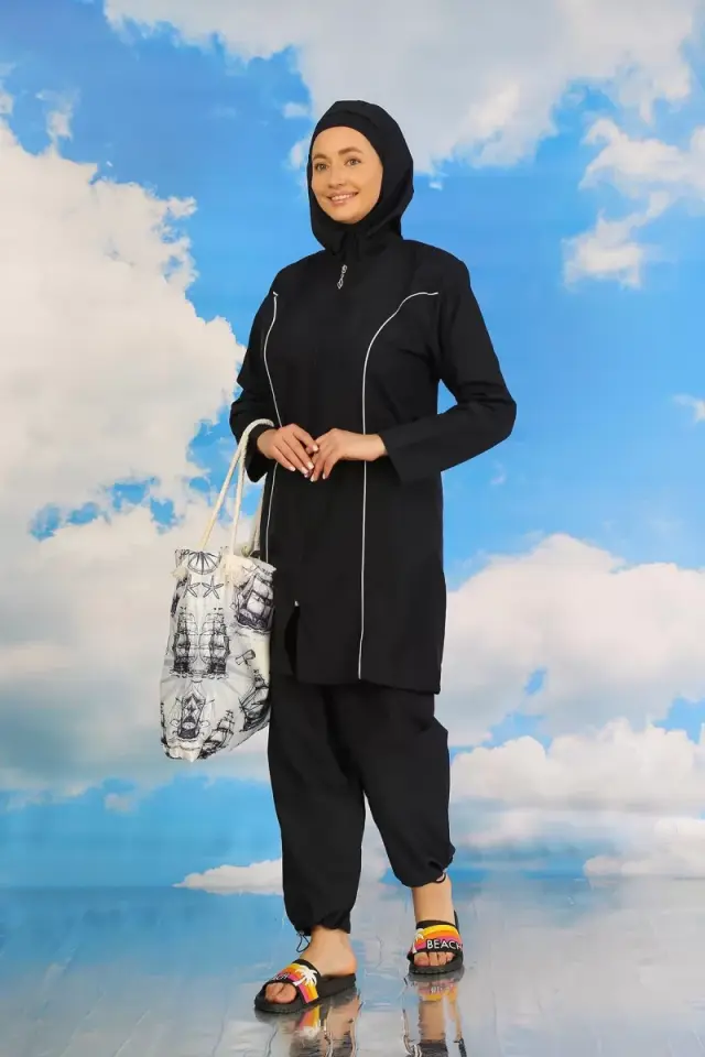 Kadın Tam Tesettür Lacivert Mayo