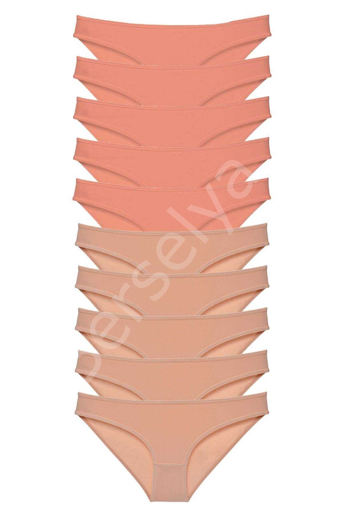 10 Adet Süper Eko Set Likralı Kadın Slip Külot Pudra Ten