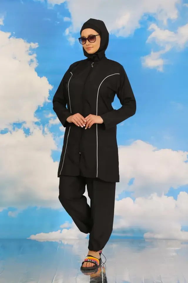 Kadın Tam Tesettür Siyah Mayo