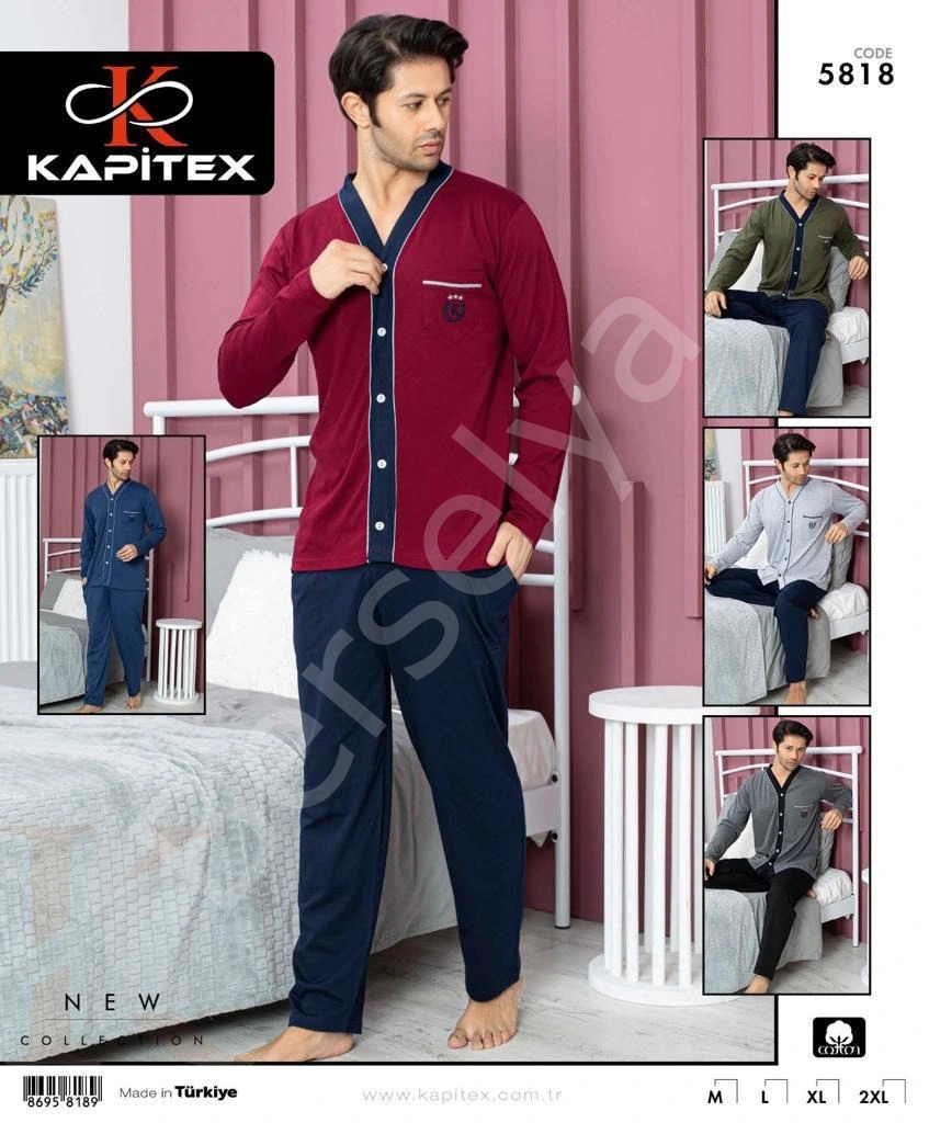Kapitex 5818 Erkek Uzun Kol Patlı Pijama Takımı
