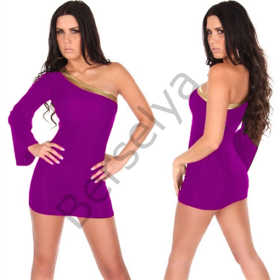 B100912 Asimetrik Dizayn Mini Elbise