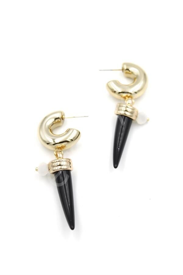 Fildişi Halka Küpe - Siyah