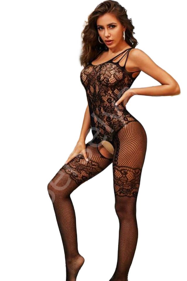 Kadın Babydoll Fantezi Kıyafet Vücut Çorabı D30007 Siyah