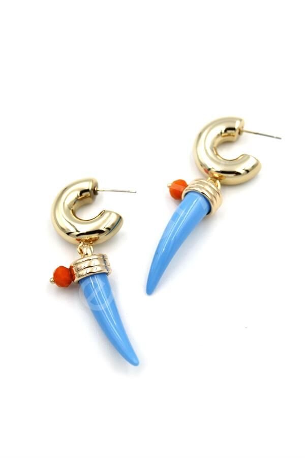 Fildişi Halka Küpe - Mavi