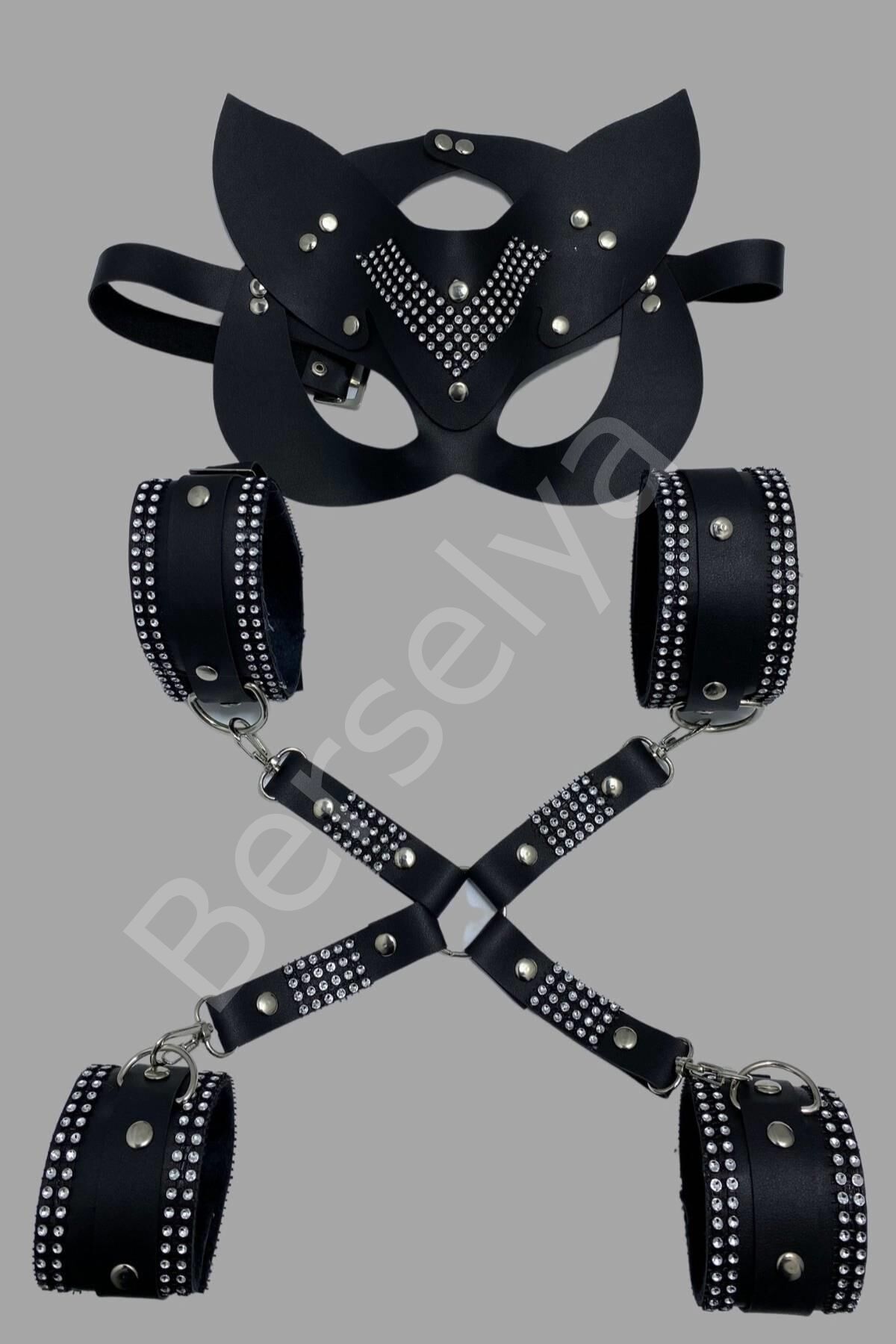 4 Lü Maske Kol Bacak Çapraz Bağlama Taşlı Set 700943