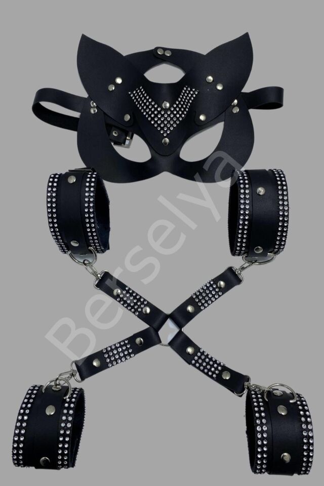 4 Lü Maske Kol Bacak Çapraz Bağlama Taşlı Set 700943