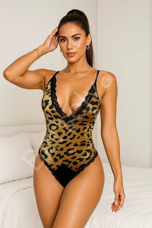 Leopar Desenli Dantel Body
