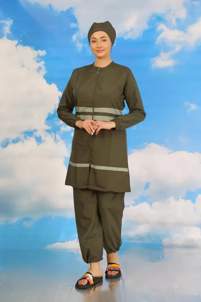 Kadın Tam Tesettür Mayo Haki