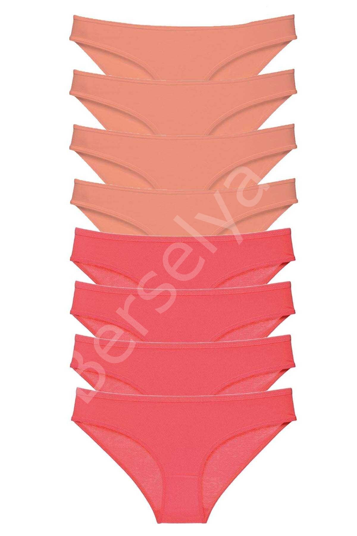 8 adet Eko Set Likralı Kadın Slip Külot Pudra Fuşya S