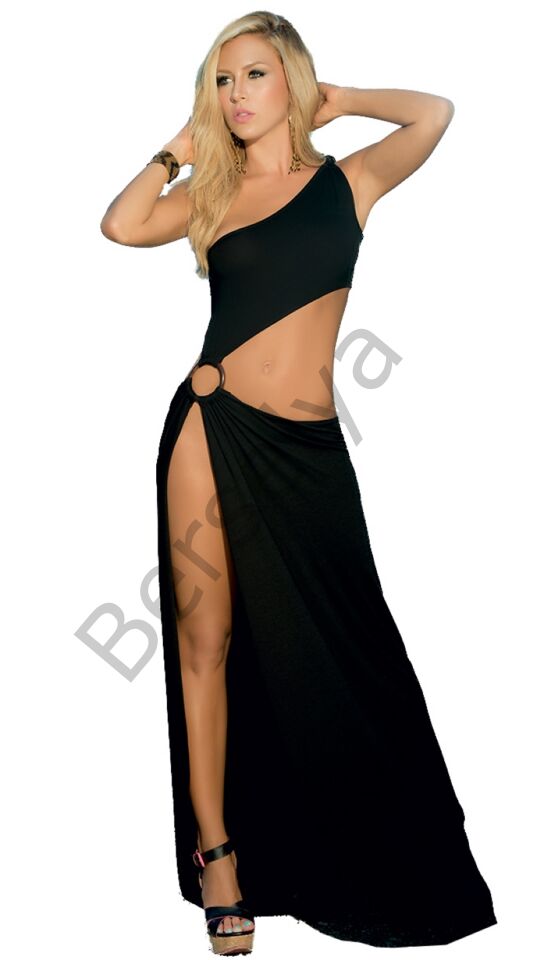 B100916 Derin Yırbrfaçlı Uzun Elbise