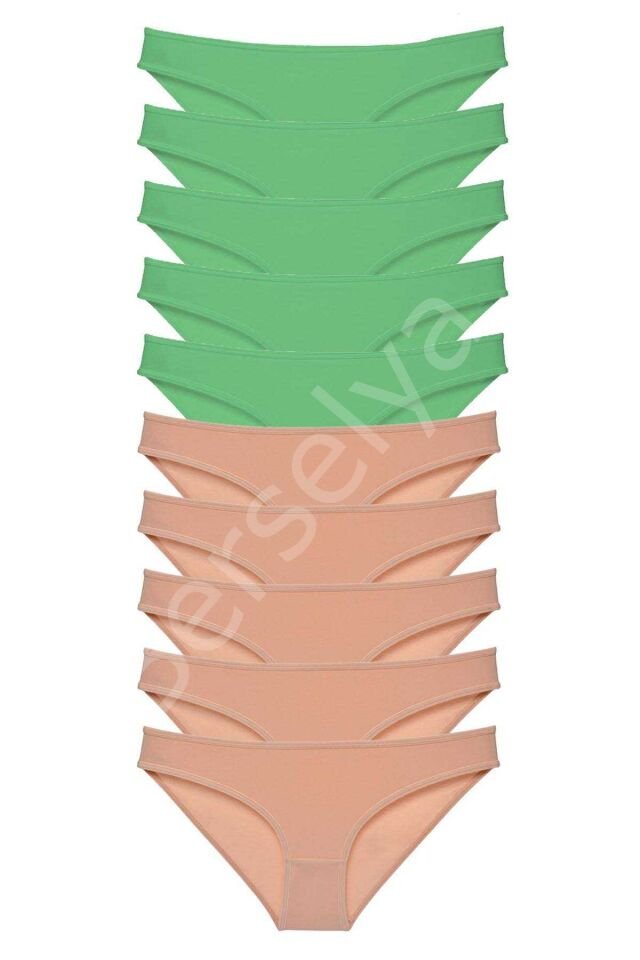 10 Adet Süper Eko Set Likralı Kadın Slip Külot Yeşil Ten