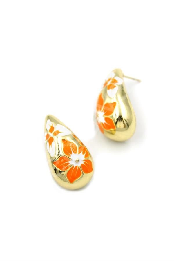 Çiçek Küpe - Turuncu