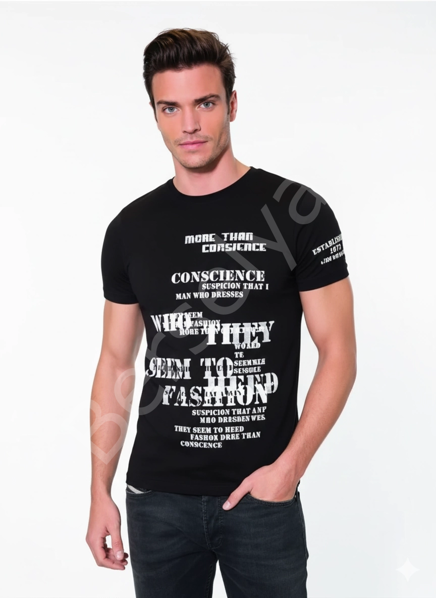 046 Yazı Baskılı Erkek Tşört