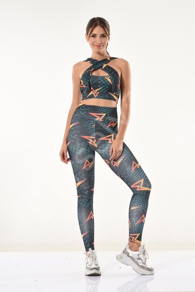 Baskılı Büstiyer Tayt Takım 531