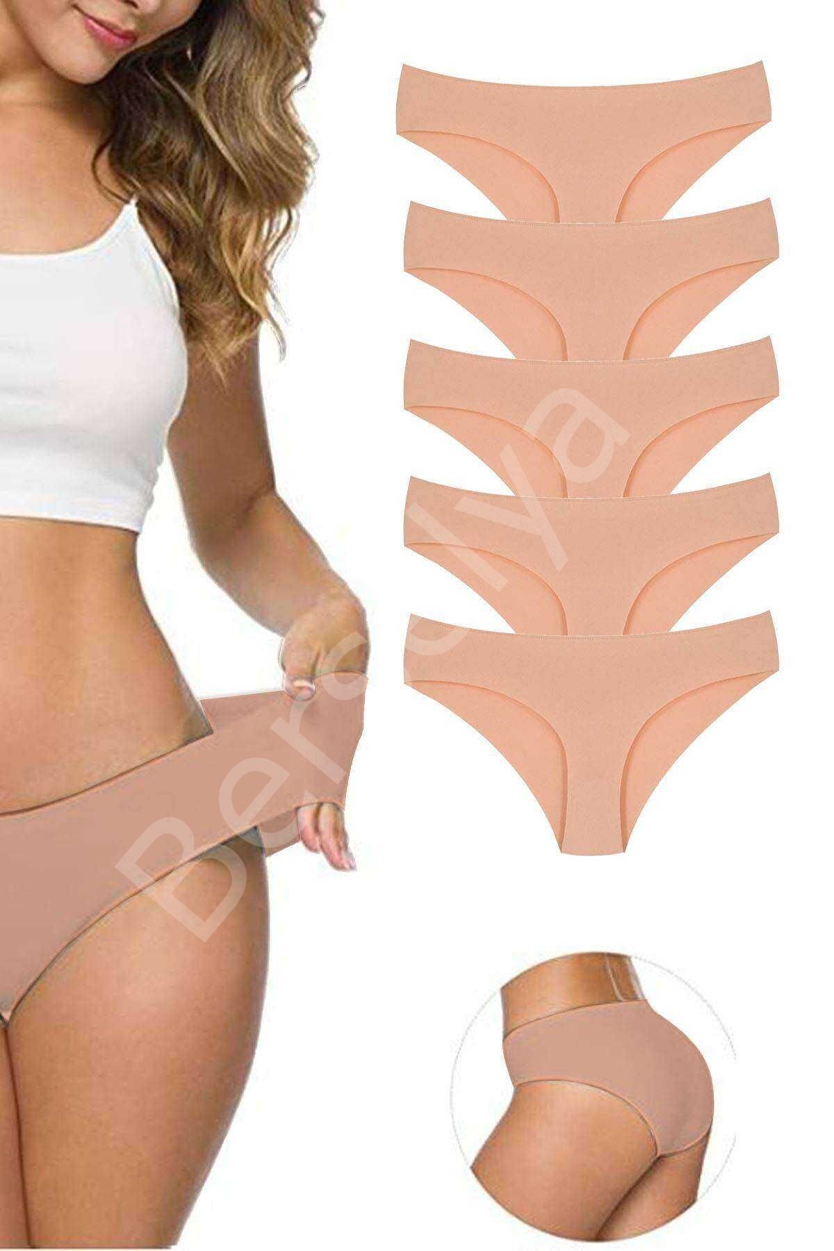 5 Adet Kadın Dikişsiz Lazer Kesim Esnek İz Yapmayan Külot Ten