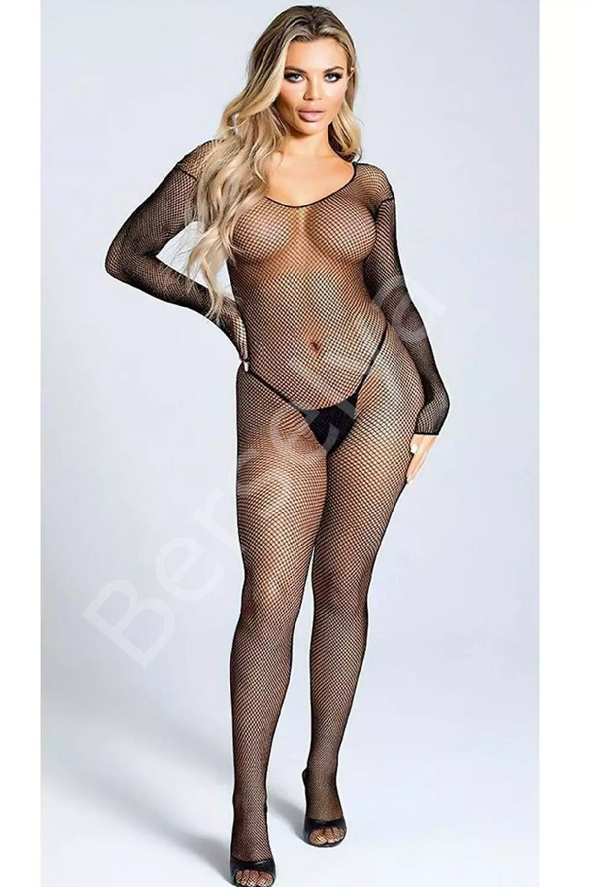 Kadın Babydoll Fantezi Kıyafet Vücut Çorabı D30021 Siyah