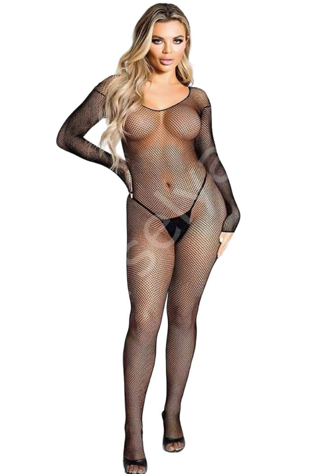 Kadın Babydoll Fantezi Kıyafet Vücut Çorabı D30021 Siyah