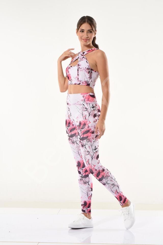 Kadın Çiçek Desenli Büstiyer Tayt Takım 530