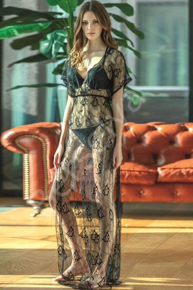 Dantelli Gecelik Balenli Destekli Dolgulu Önden Açılan Sütyen Ve String 3'lü Takım