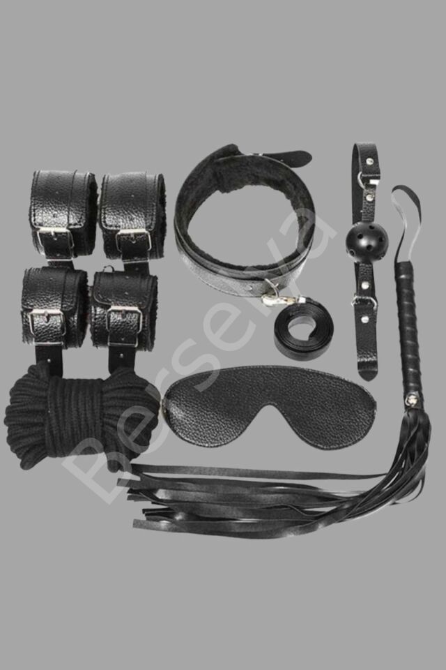 Kol Bacak İp Maske Kelepce Ağız Topu Kople Deri Set 700918