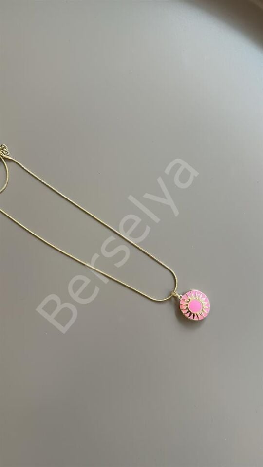 Mineli Kapaklı Kolye - Pembe