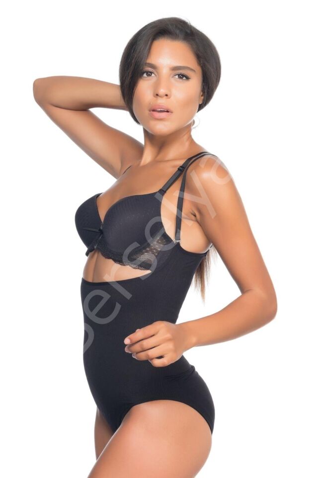 Siyah Mı Emay 2073 Göğüsü Açık Desenli Body Korse