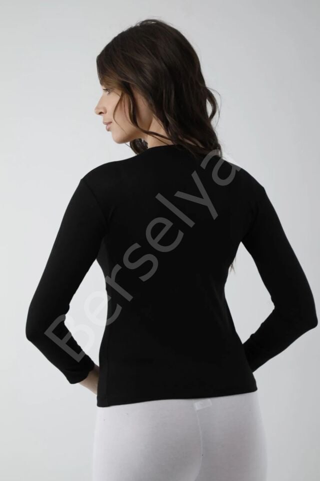 Vivaldi Kadın Siyah Uzun Kol Bisiklet Yaka Body Likralı 352