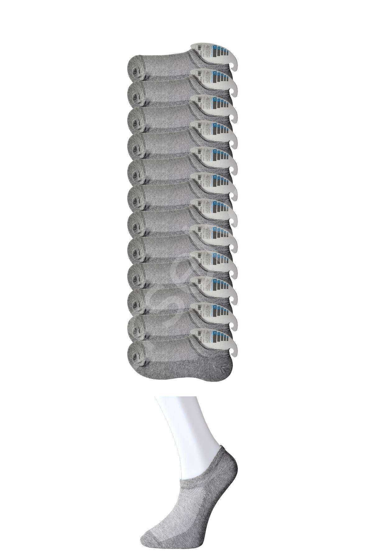Gri Erkek  Görünmez Çorap 12 Çift