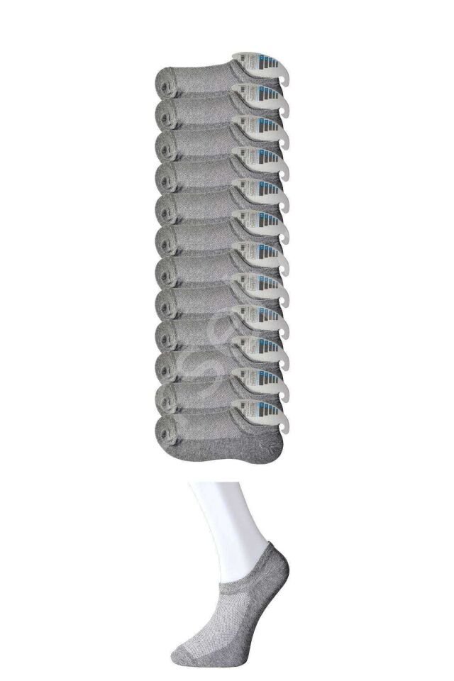 Gri Erkek  Görünmez Çorap 12 Çift