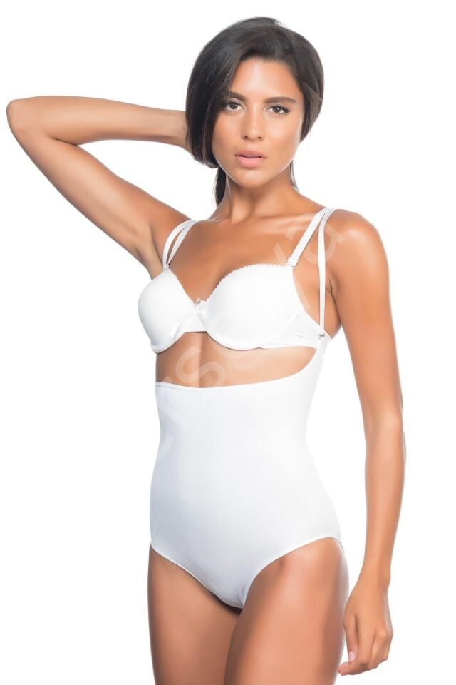 Beyaz Mı Emay 2073 Göğüsü Açık Desenli Body Korse