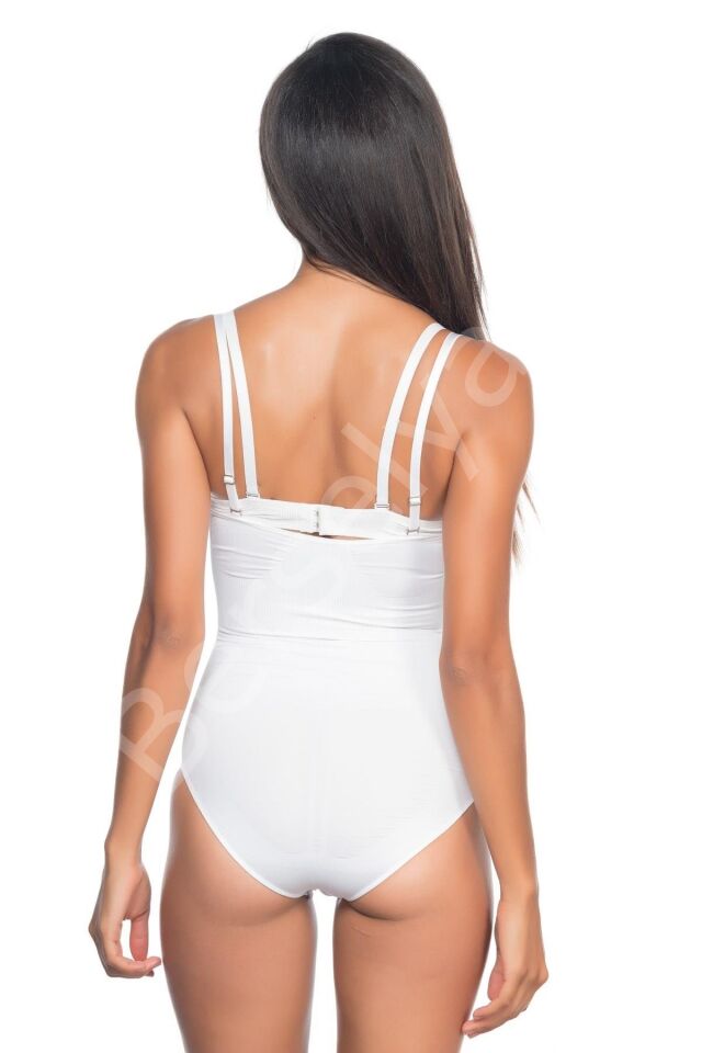 Beyaz Mı Emay 2073 Göğüsü Açık Desenli Body Korse