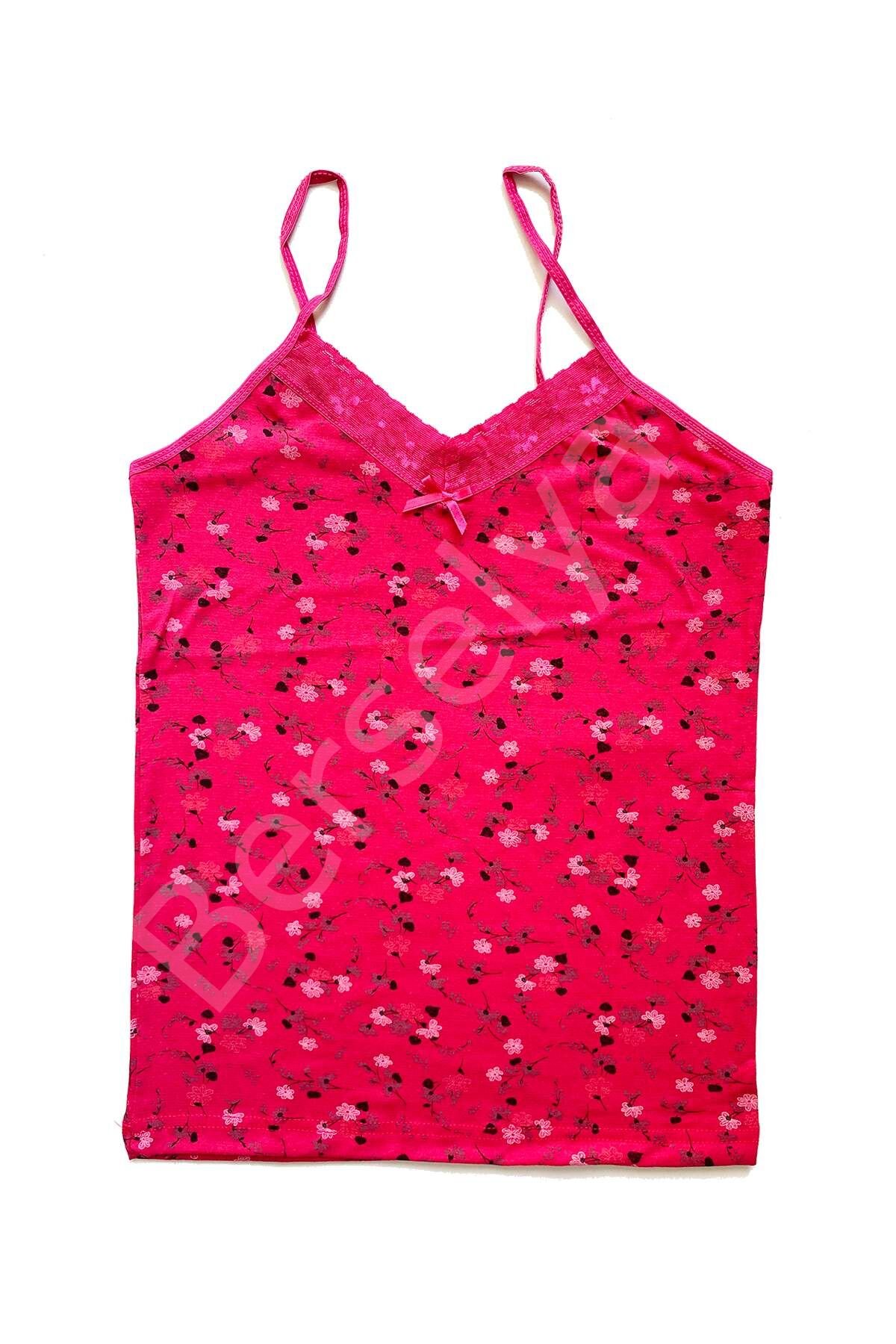 Kadın Askılı Desenli Atlet Dantelli Empirme Pamuklu Penye D3