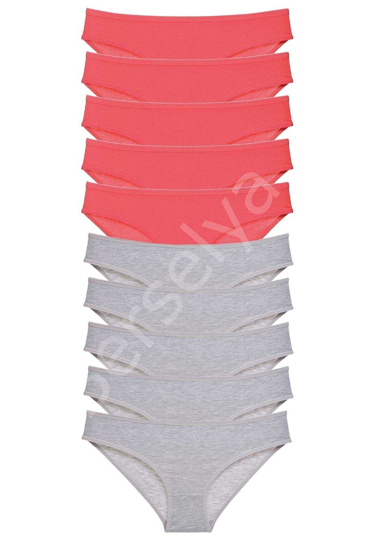 10 Adet Süper Eko Set Likralı Kadın Slip Külot Fuşya Gri