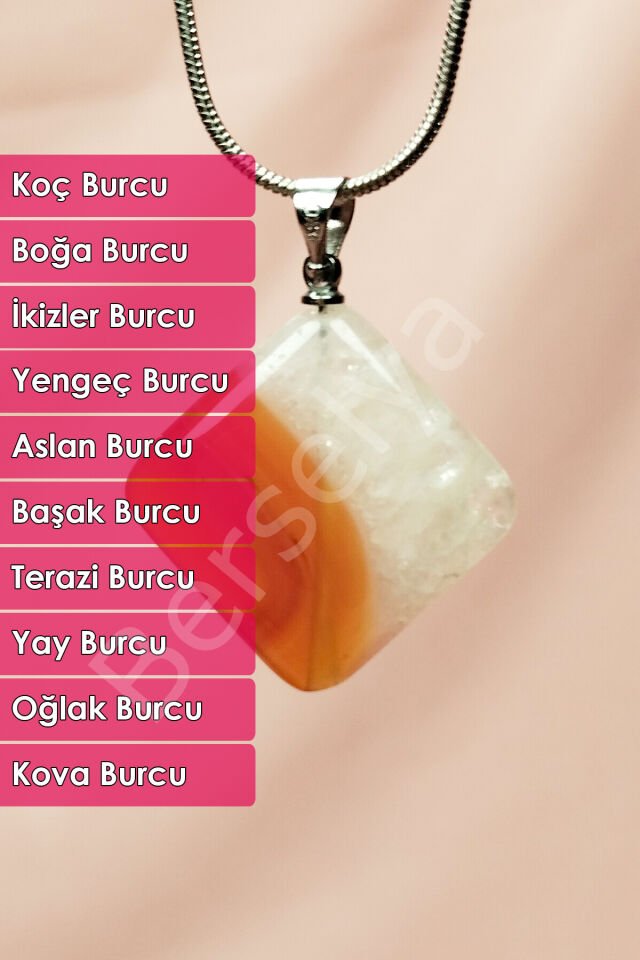 Akik Doğal Taşı Zincirli El Yapımı Kolye Uç: 3 cm Zincir: 20 cm kutulu