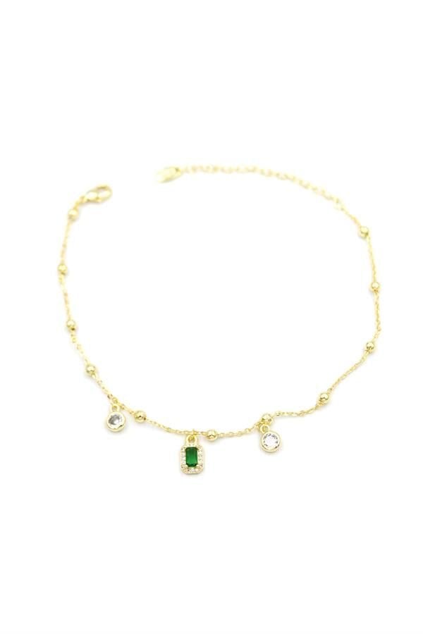 Renkli Taşlı Halhal - Yeşil