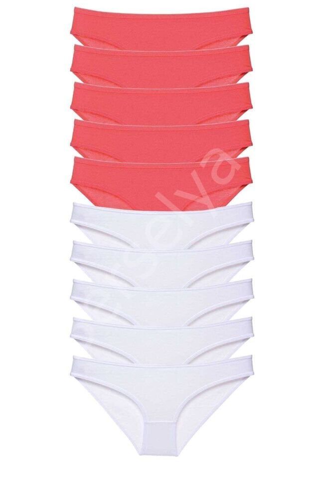 10 Adet Eko Set Likralı Kadın Slip Külot Fuşya Beyaz