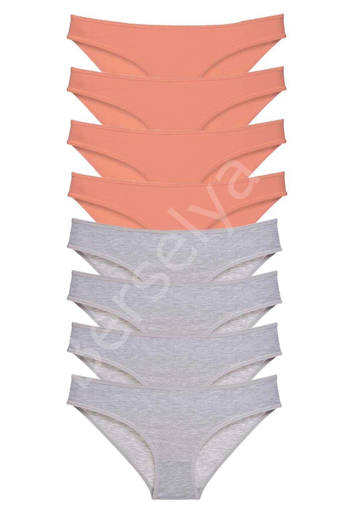 8 adet Süper Eko Set Likralı Kadın Slip Külot Pudra Gri XL
