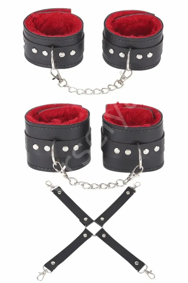 3 Lü İçi Kırmızı Tüğlü Deri Set 700424